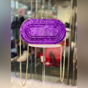 Purple Brand Luxury Acrylic Box Evening Bag Women Clutch Purses and Handbag